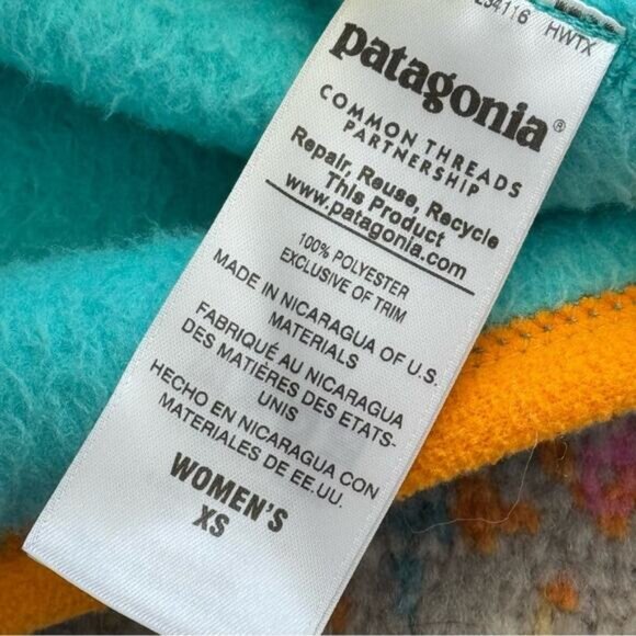 Patagonia Re-Tool Snap-T Turquoise Orange Pullover Sweater Women’s Size XS - Picture 11 of 12